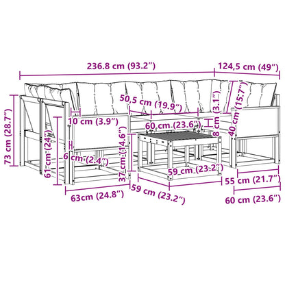 Set di divani da esterno con cuscino 7 pcs Naturale e Beige | homemem39