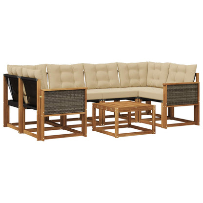 Set di divani da esterno con cuscino 7 pcs Naturale e Beige | homemem39