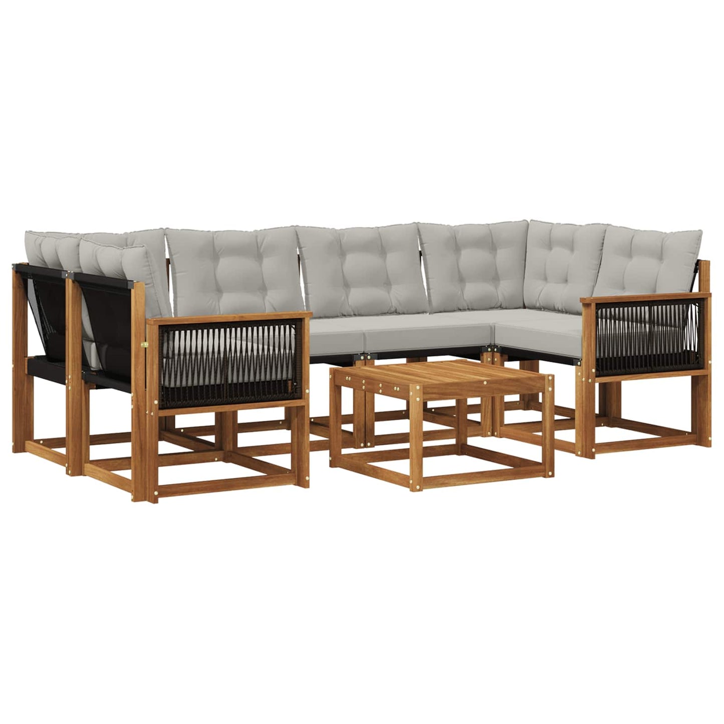 Set di divani da esterno 7 pcs Naturale e Grigio Chiaro | homemem39