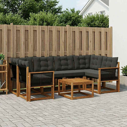 Set di divani da esterno con cuscino 7 pcs Naturale e Nero | homemem39
