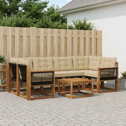 Set di divani da esterno con cuscino 7 pcs Naturale e Beige | homemem39