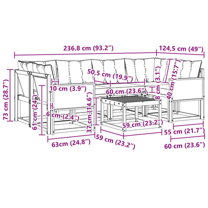 Set di divani da esterno con cuscino 7 pcs Naturale e Beige | homemem39