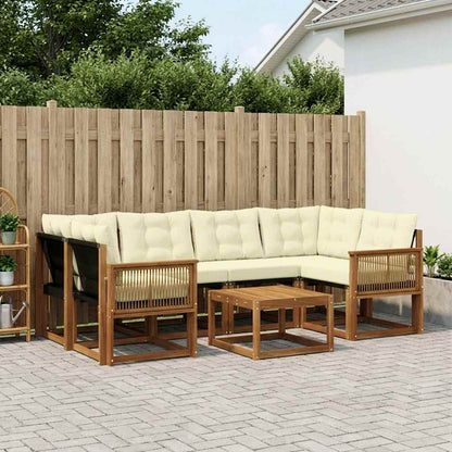 Set di divani da esterno con cuscino 7 pcs Naturale e Crema