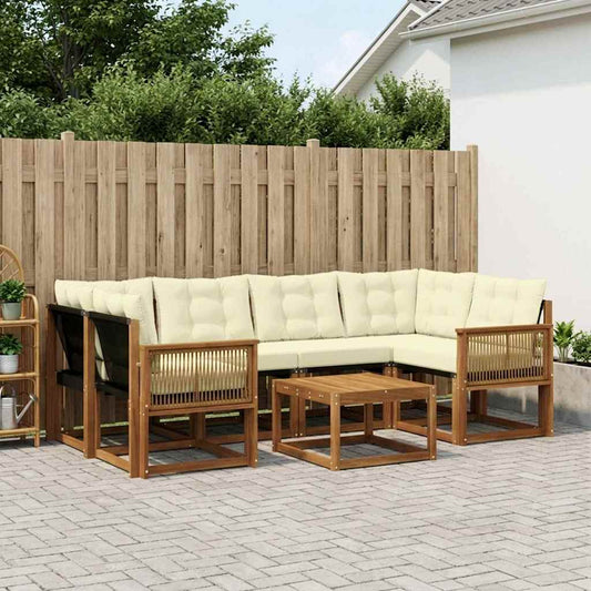 Set di divani da esterno con cuscino 7 pcs Naturale e Crema