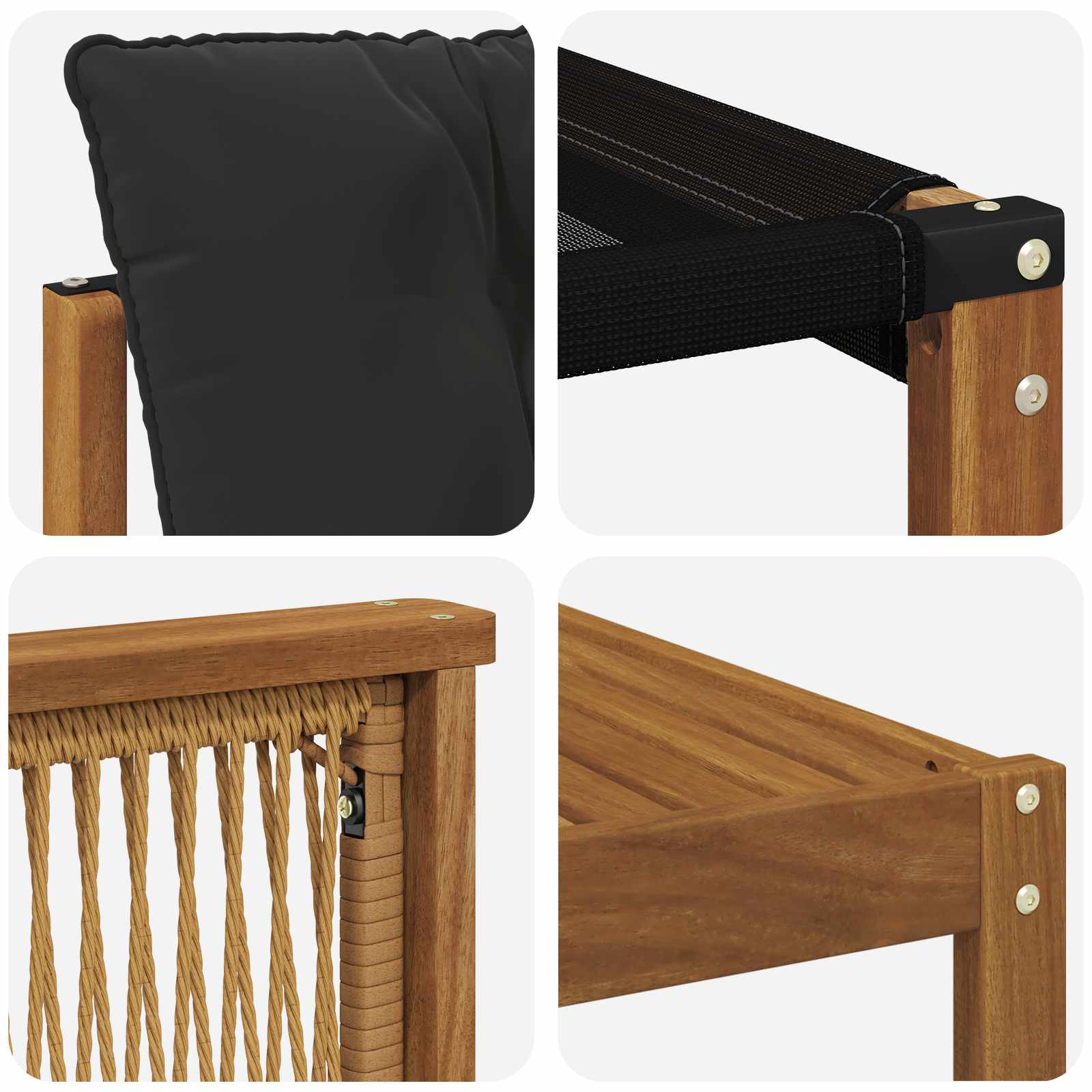 Set di divani da esterno con cuscino 7 pcs Naturale e Nero | homemem39
