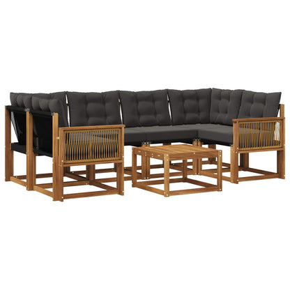 Set di divani da esterno con cuscino 7 pcs Naturale e Nero | homemem39