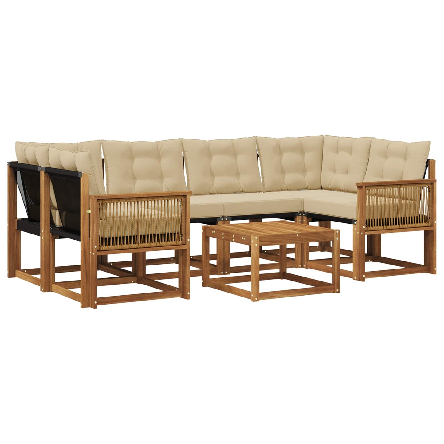 Set di divani da esterno con cuscino 7 pcs Naturale e Beige | homemem39