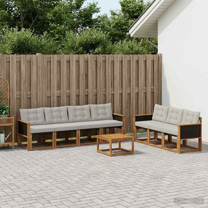 Set di divani da esterno 8 pcs Naturale e Grigio Chiaro
