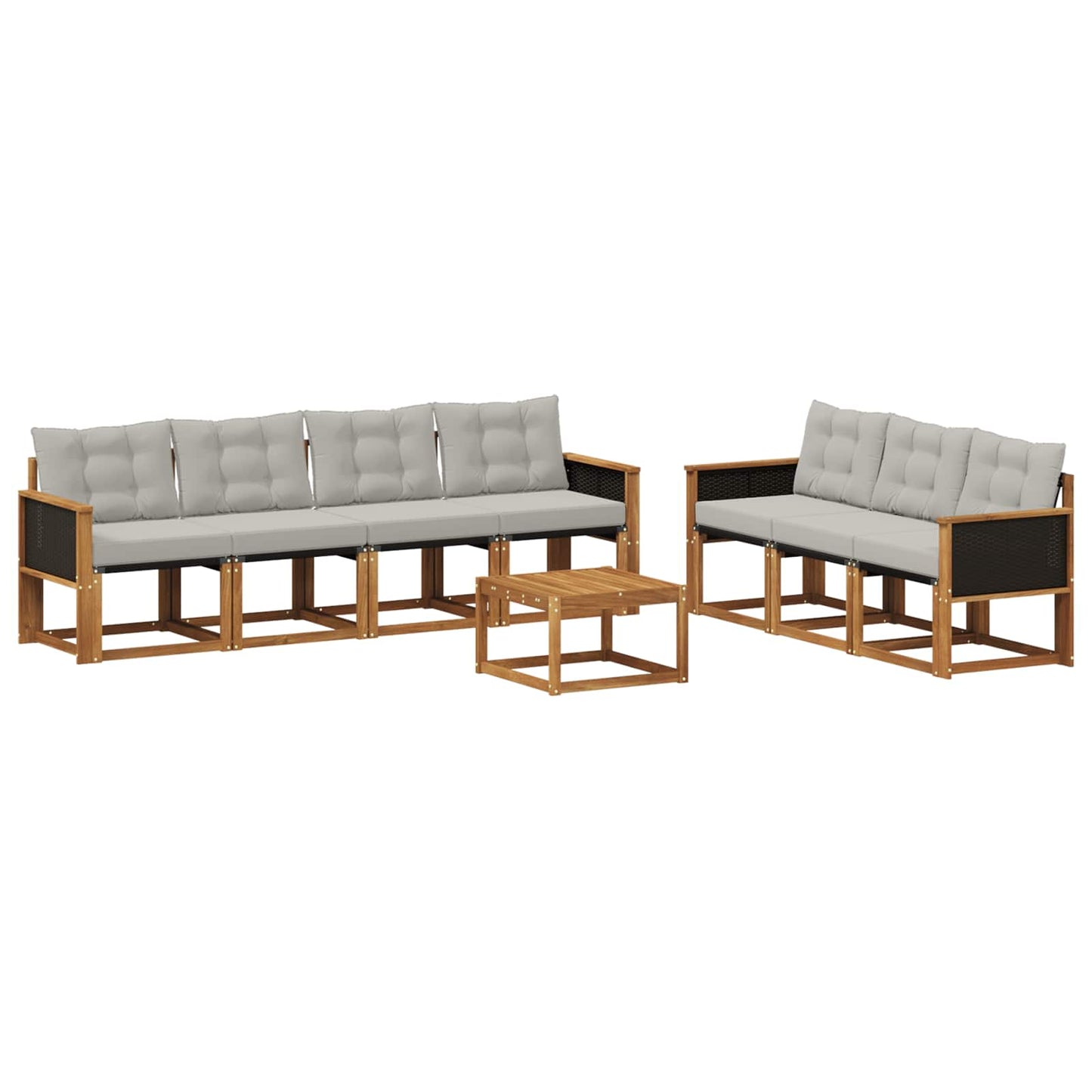 Set di divani da esterno 8 pcs Naturale e Grigio Chiaro