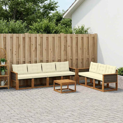 Set di divani da esterno con cuscino 8 pcs Naturale e Crema