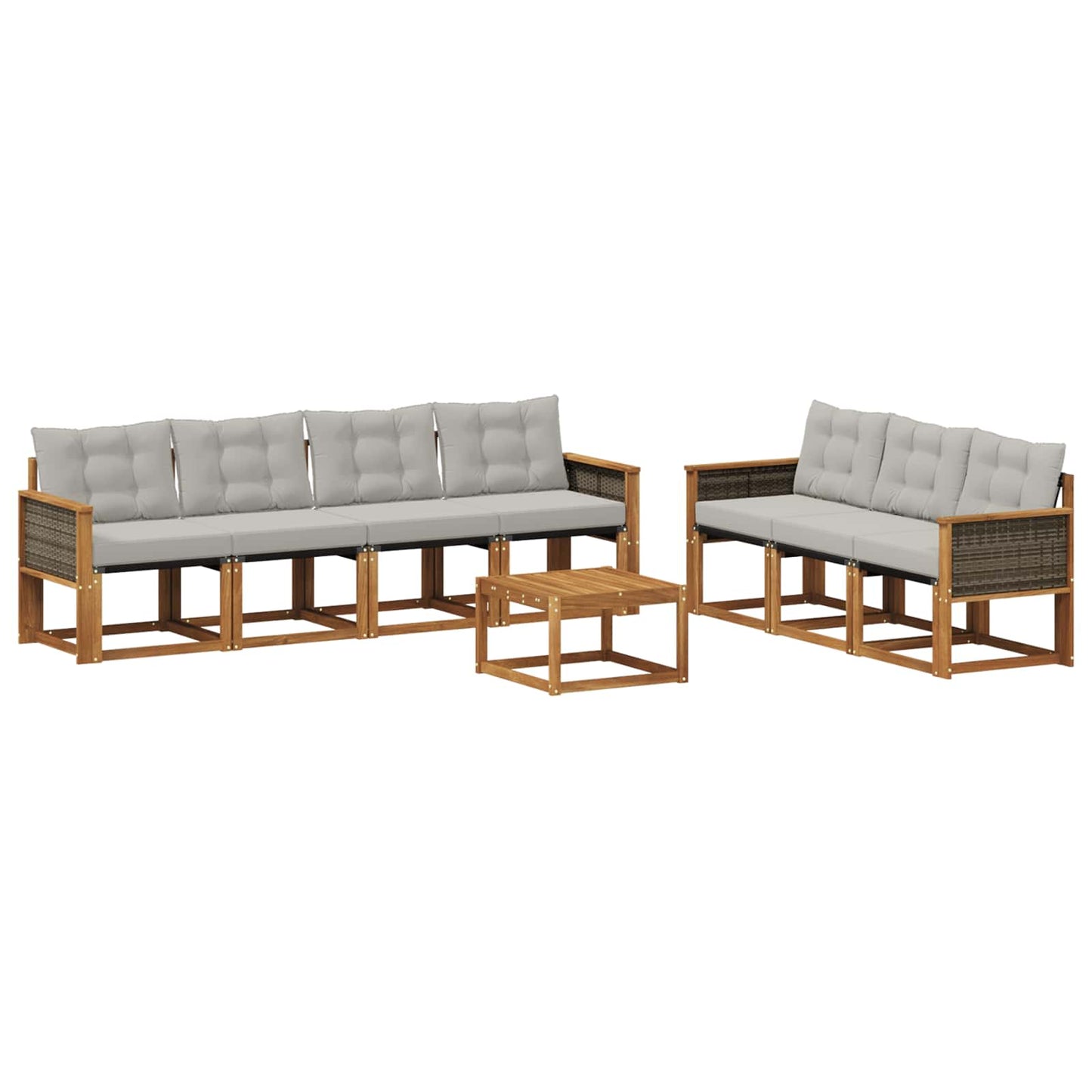 Set di divani da esterno 8 pcs Naturale e Grigio Chiaro
