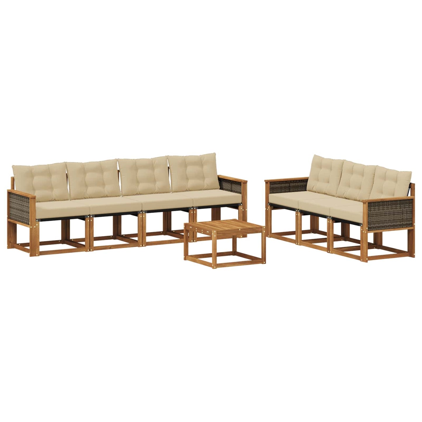 Set di divani da esterno con cuscino 8 pcs Naturale e Beige