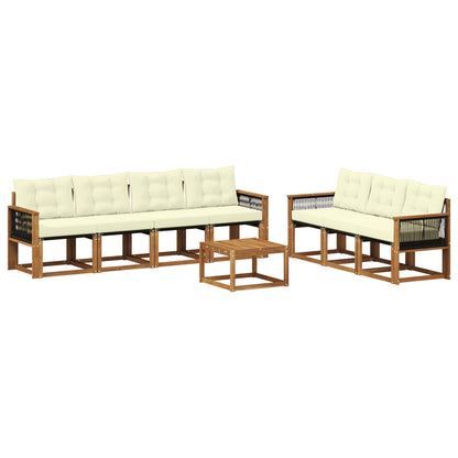 Set di divani da esterno con cuscino 8 pcs Naturale e Crema