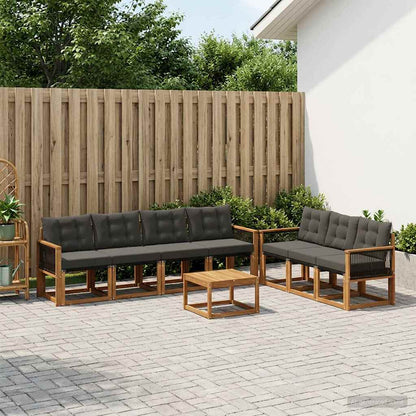 Set di divani da esterno con cuscino 8 pcs Naturale e Nero