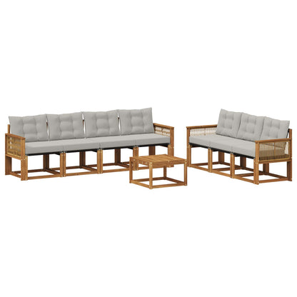 Set di divani da esterno 8 pcs Naturale e Grigio Chiaro