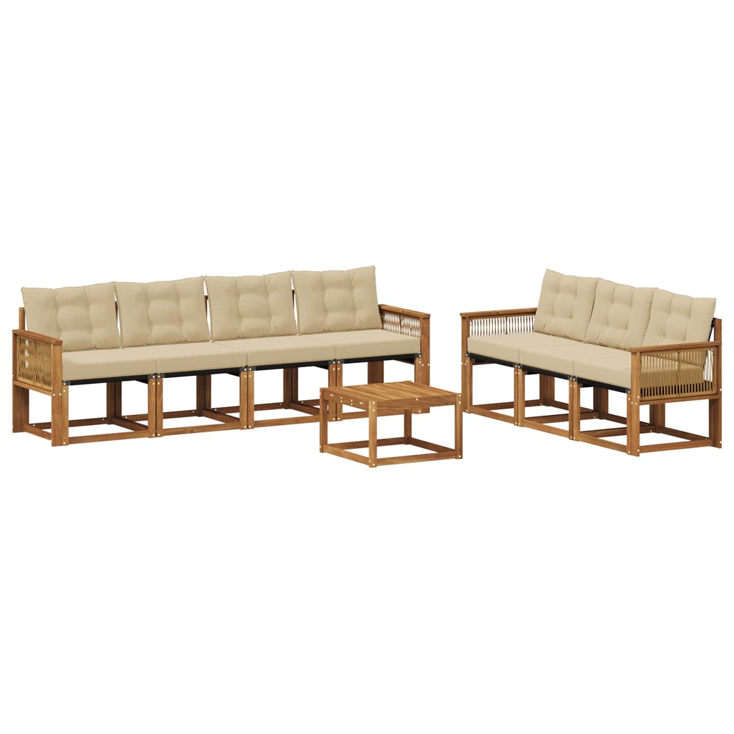 Set di divani da esterno con cuscino 8 pcs Naturale e Beige