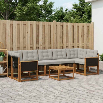 Set di divani da esterno 8 pcs Naturale e Grigio Chiaro | homemem39