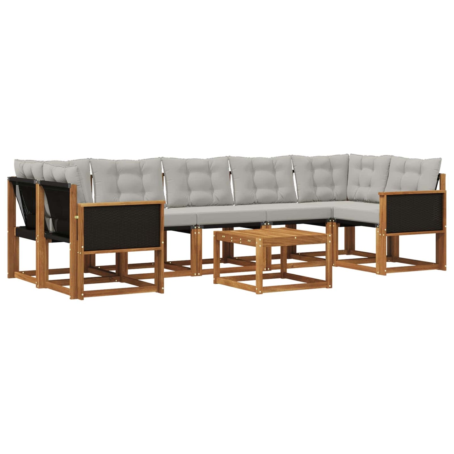 Set di divani da esterno 8 pcs Naturale e Grigio Chiaro | homemem39
