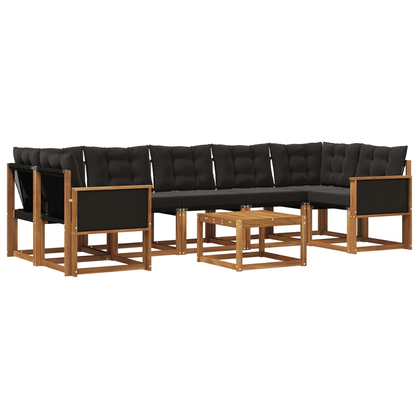 Set di divani da esterno con cuscino 8 pcs Naturale e Nero | homemem39