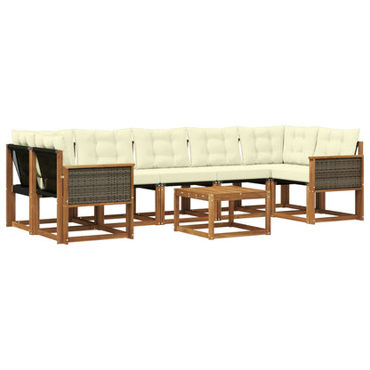 Set di divani da esterno con cuscino 8 pcs Naturale e Crema
