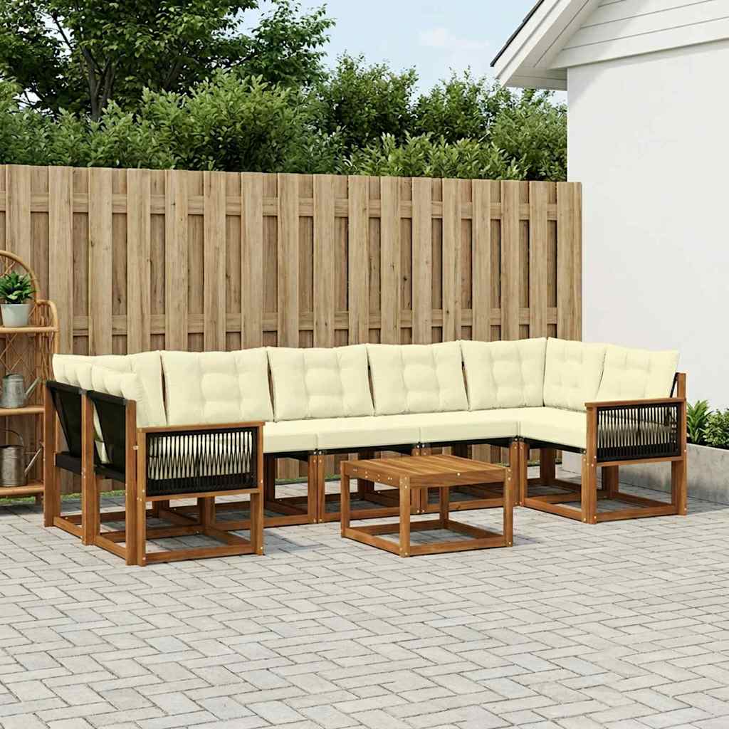 Set di divani da esterno con cuscino 8 pcs Naturale e Crema