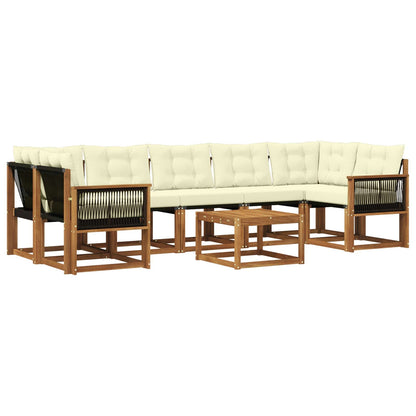 Set di divani da esterno con cuscino 8 pcs Naturale e Crema