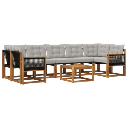 Set di divani da esterno 8 pcs Naturale e Grigio Chiaro | homemem39