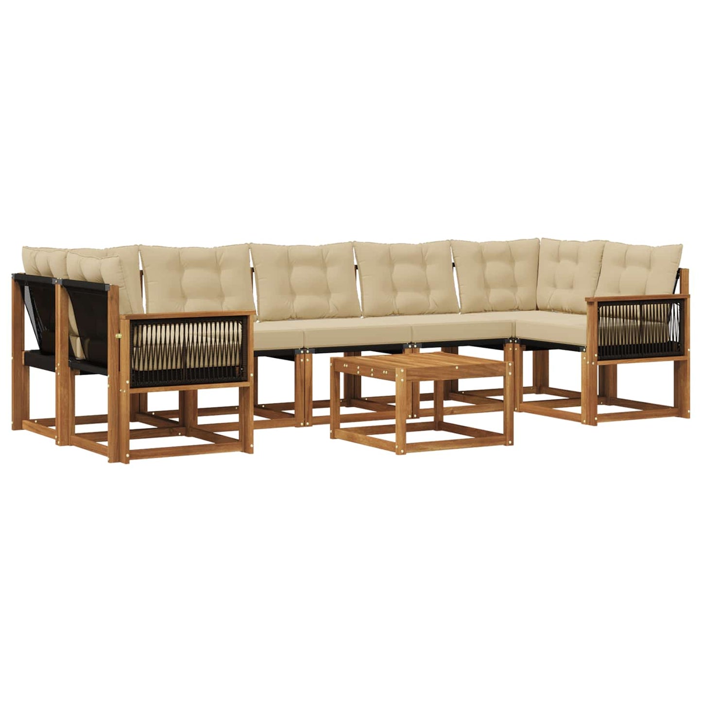 Set di divani da esterno con cuscino 8 pcs Naturale e Beige | homemem39