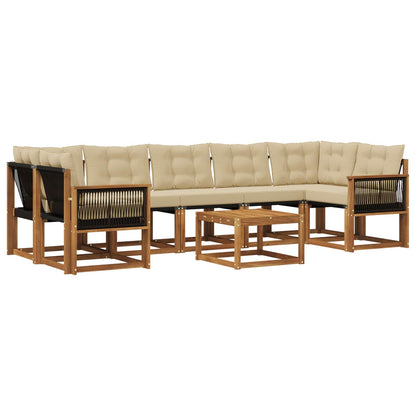 Set di divani da esterno con cuscino 8 pcs Naturale e Beige | homemem39