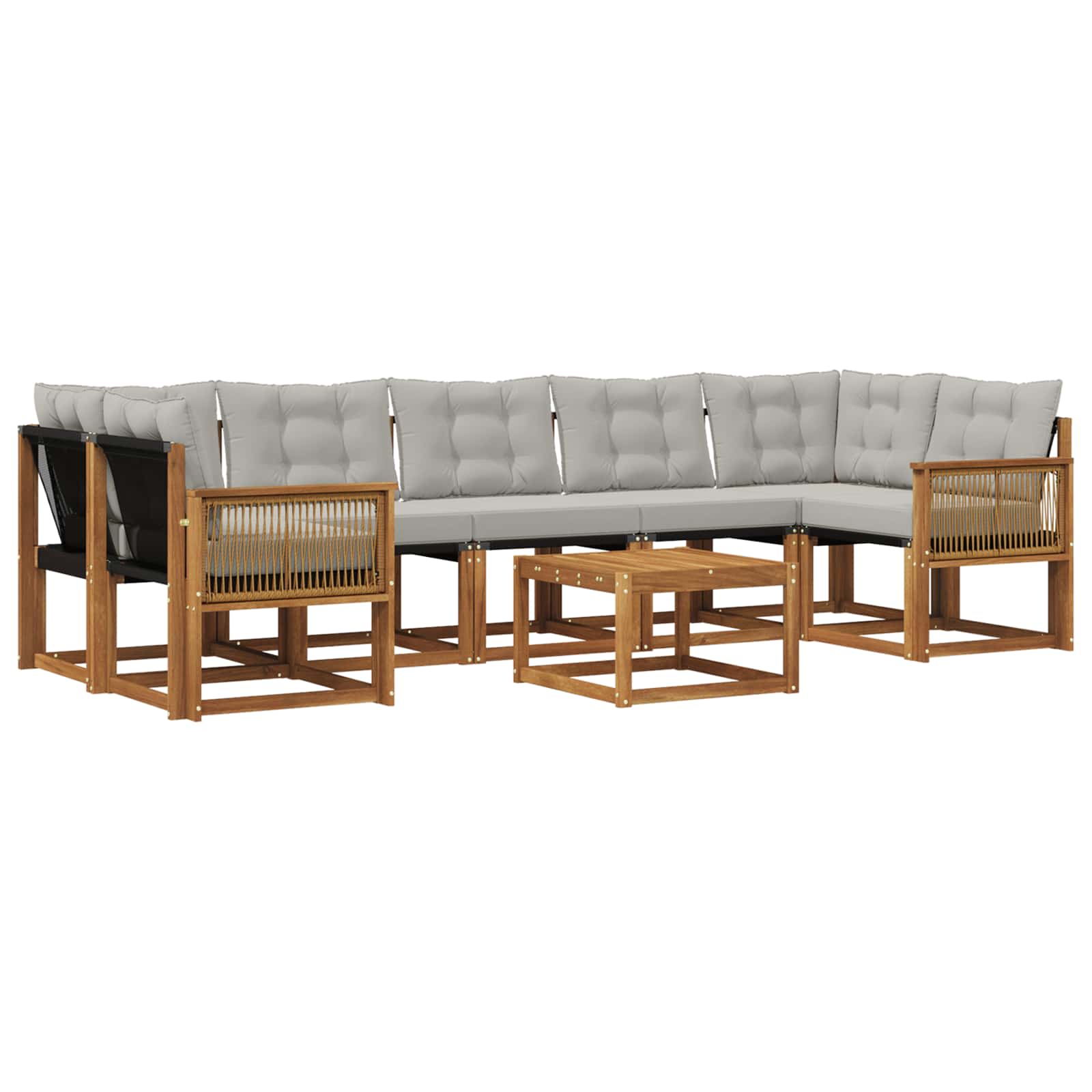Set di divani da esterno 8 pcs Naturale e Grigio Chiaro | homemem39