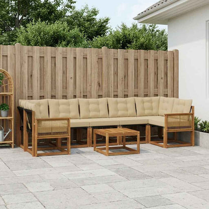 Set di divani da esterno con cuscino 8 pcs Naturale e Beige