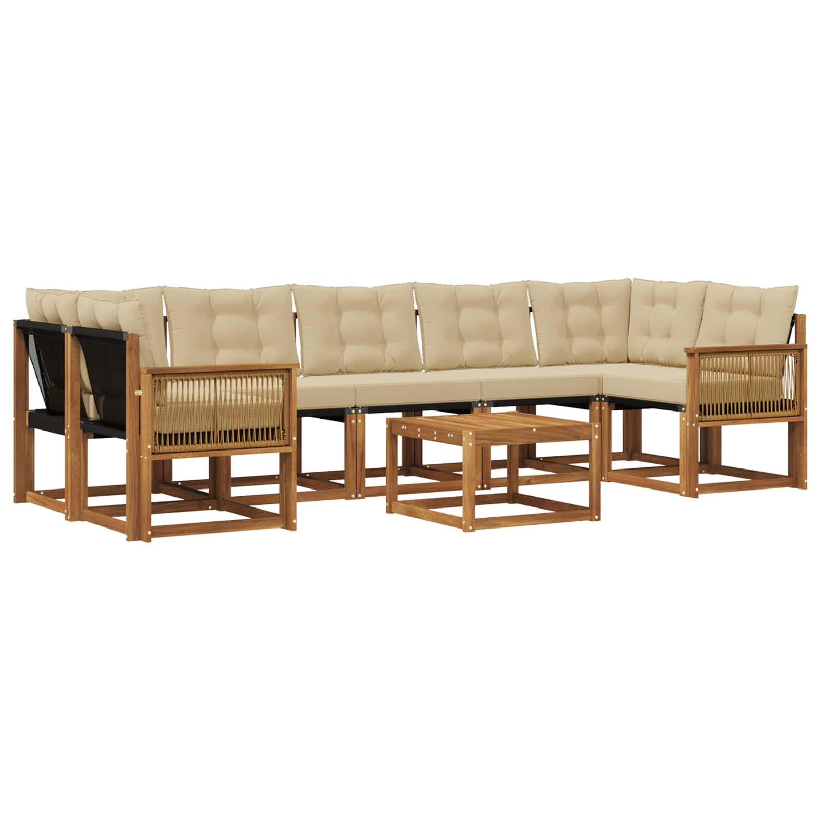 Set di divani da esterno con cuscino 8 pcs Naturale e Beige | homemem39