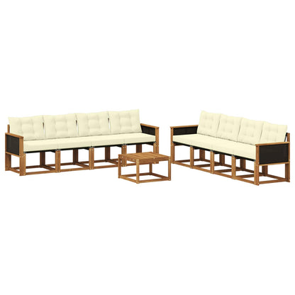 Set di divani da esterno con cuscino 9 pcs Naturale e Crema