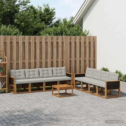 Set di divani da esterno 9 pcs Naturale e Grigio Chiaro