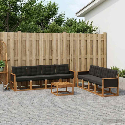 Set di divani da esterno con cuscino 9 pcs Naturale e Nero