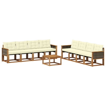 Set di divani da esterno con cuscino 9 pcs Naturale e Crema