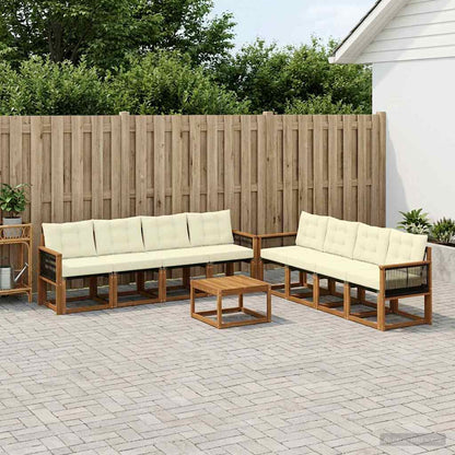 Set di divani da esterno con cuscino 9 pcs Naturale e Crema