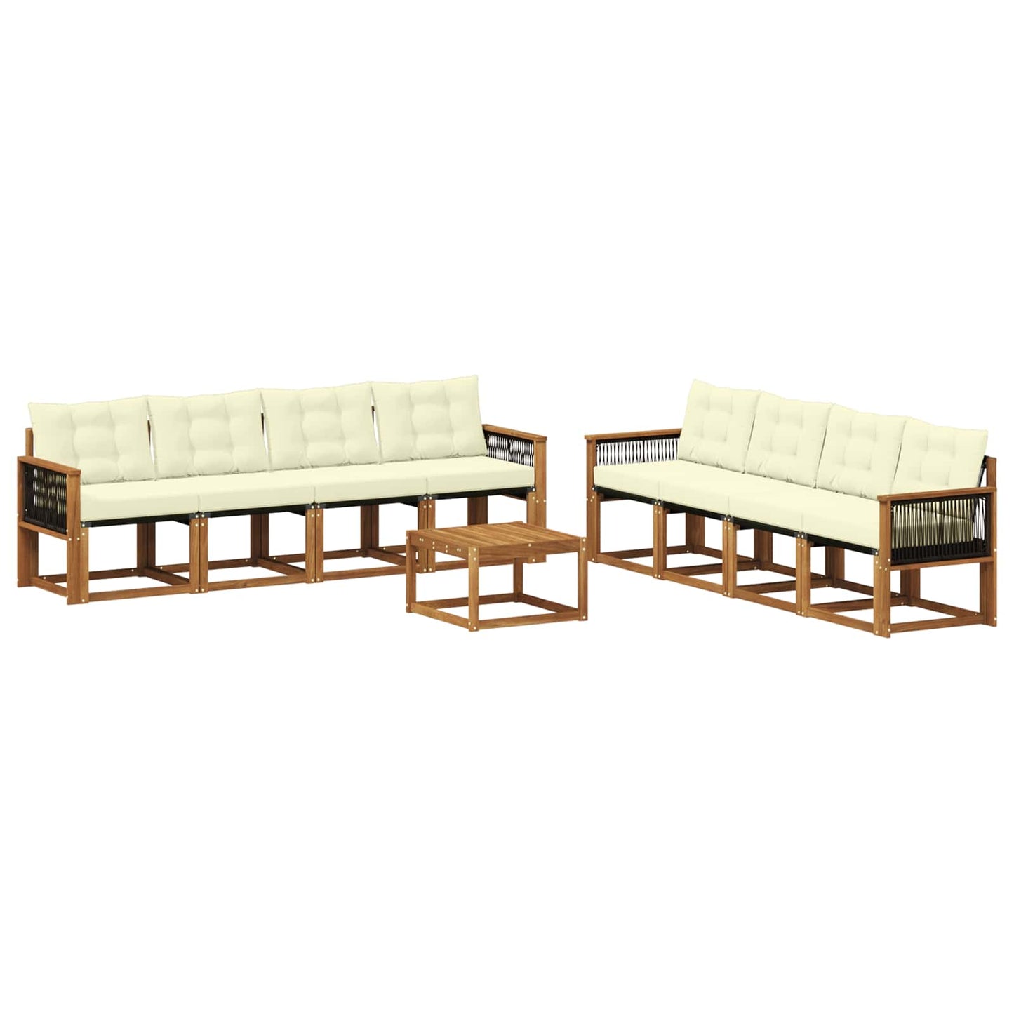 Set di divani da esterno con cuscino 9 pcs Naturale e Crema