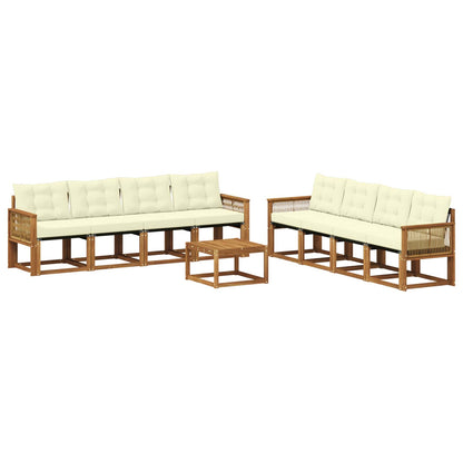 Set di divani da esterno con cuscino 9 pcs Naturale e Crema