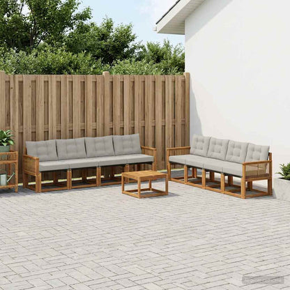 Set di divani da esterno 9 pcs Naturale e Grigio Chiaro