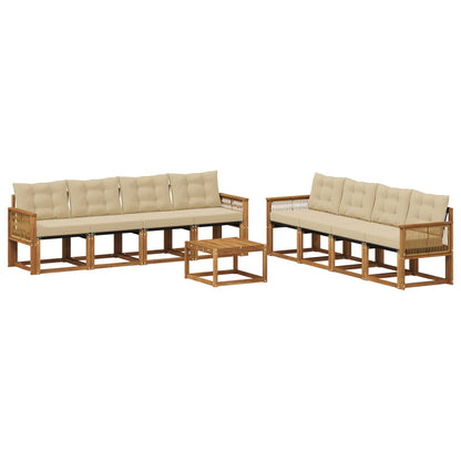 Set di divani da esterno con cuscino 9 pcs Naturale e Beige