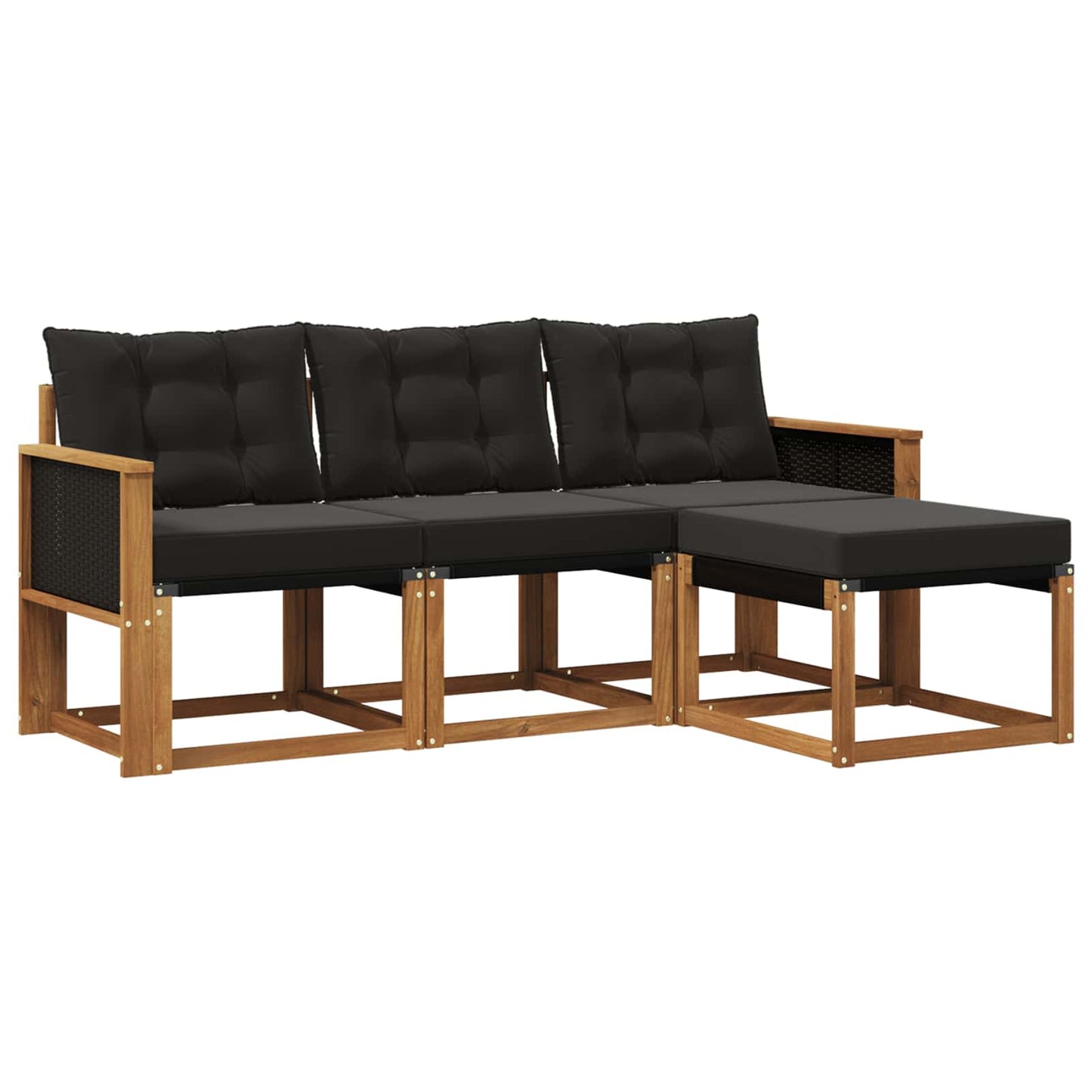 Set di divani da esterno con cuscino 4 pcs Naturale e Nero | homemem39