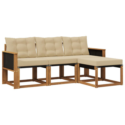 Set di divani da esterno con cuscino 4 pcs Naturale e Beige | homemem39