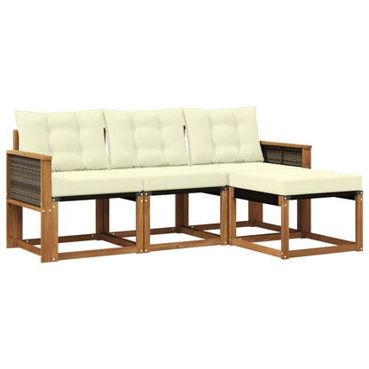 Set di divani da esterno con cuscino 4 pcs Naturale e Crema | homemem39