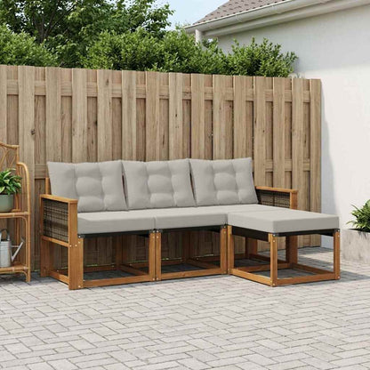Set di divani da esterno 4 pcs Naturale e Grigio Chiaro | homemem39