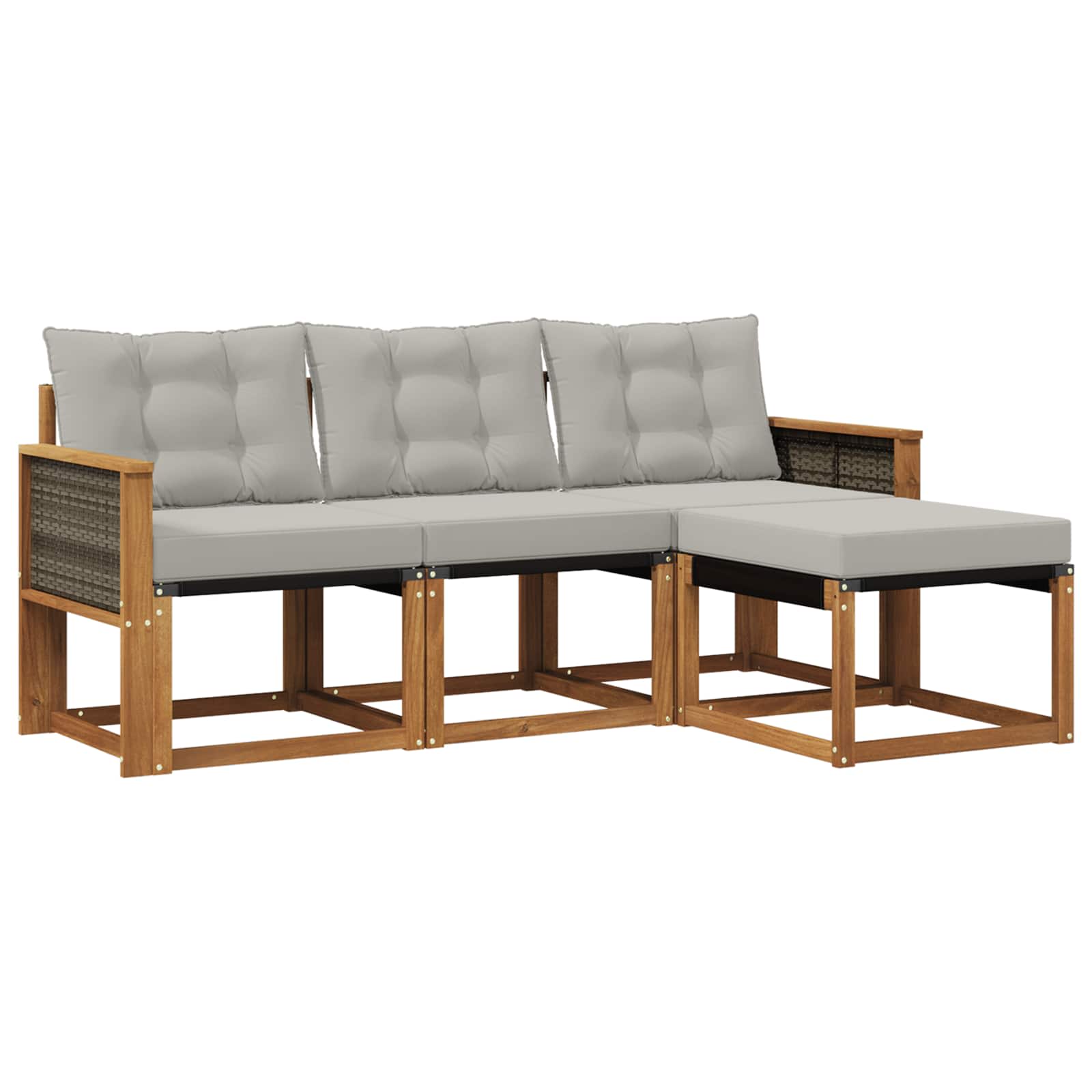 Set di divani da esterno 4 pcs Naturale e Grigio Chiaro | homemem39