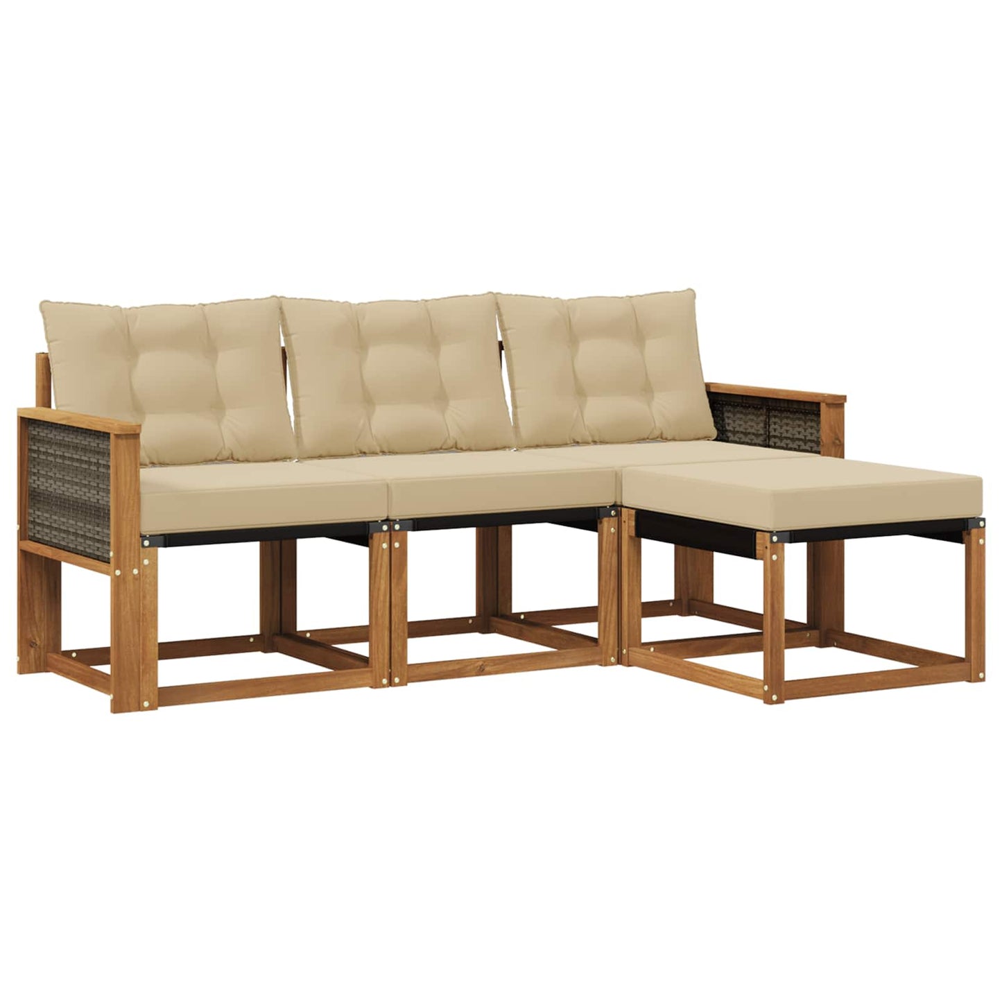Set di divani da esterno con cuscino 4 pcs Naturale e Beige | homemem39