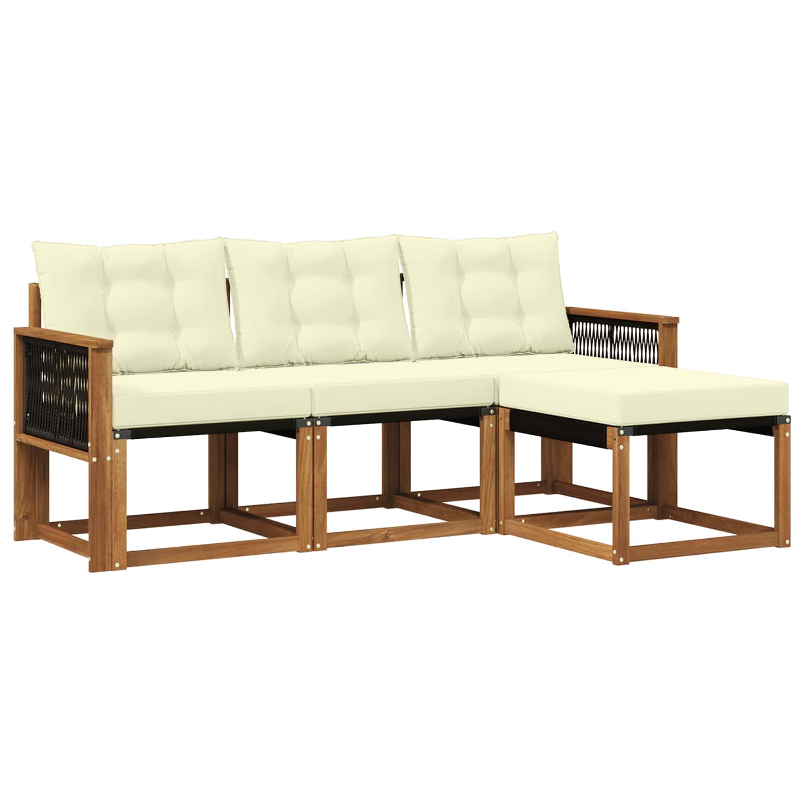 Set di divani da esterno con cuscino 4 pcs Naturale e Crema | homemem39