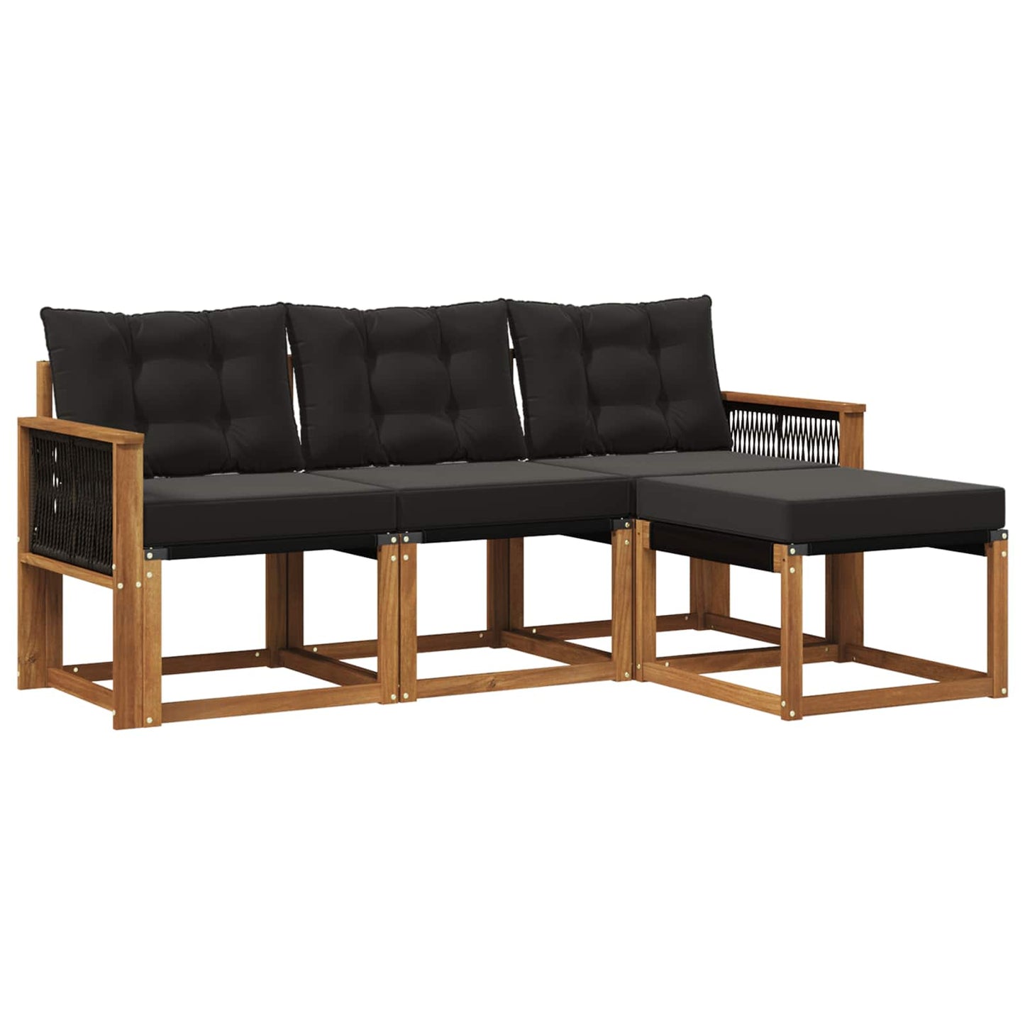 Set di divani da esterno con cuscino 4 pcs Naturale e Nero | homemem39