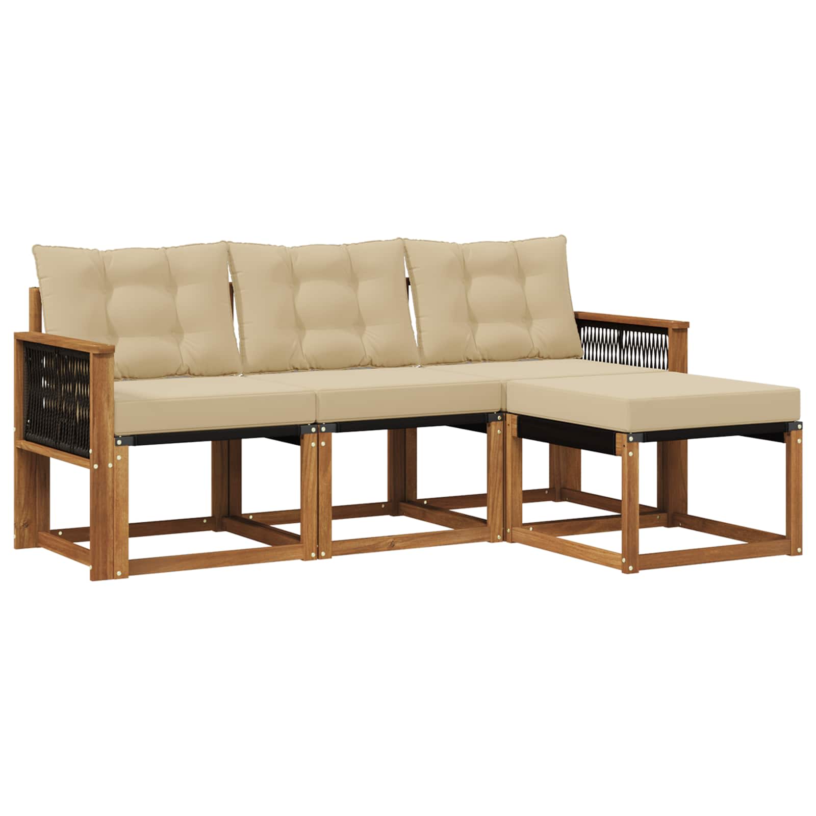 Set di divani da esterno con cuscino 4 pcs Naturale e Beige | homemem39